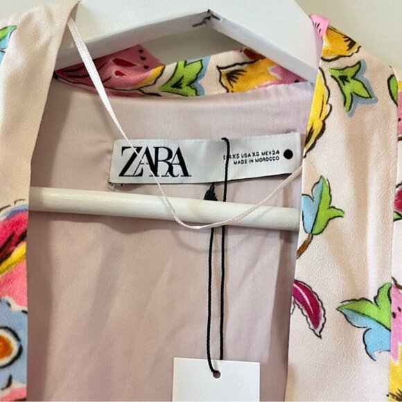 Zara Silky Floral Long Kimono Dress - Picture 7 of 9